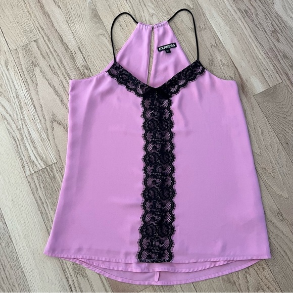 Express Pink Lace Trim Cami Top Valentines Party Chic Size XS - Picture 4 of 11